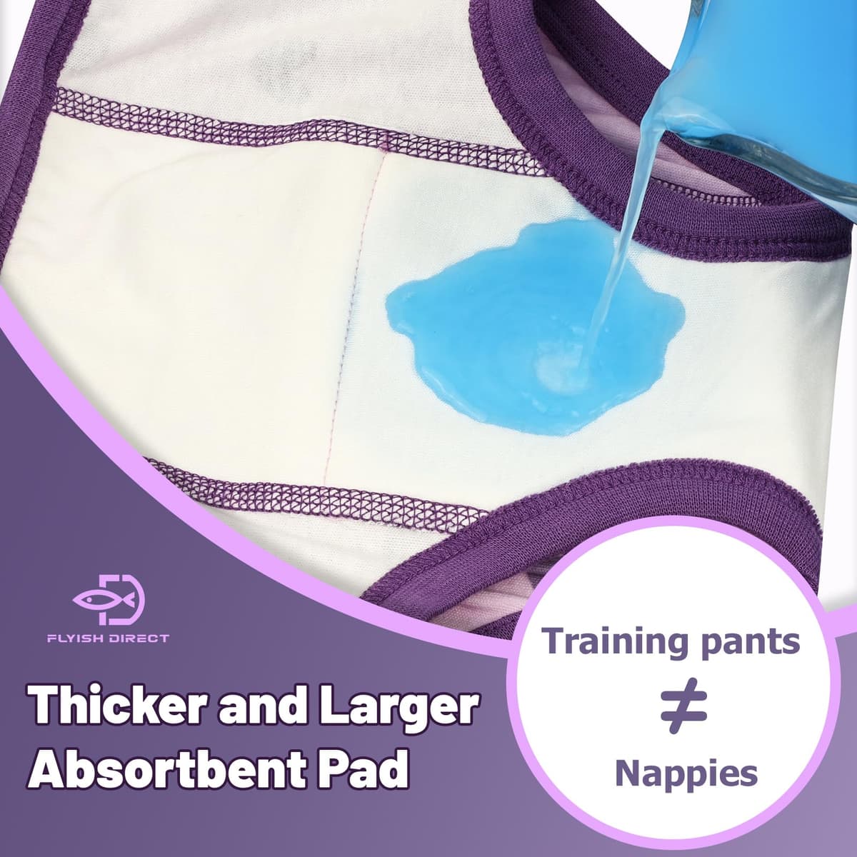 FLYISH DIRECT Potty Training Pants Girls 100% Cotton, 6 Packs Absorbent Potty Training Underwear for Girls and Boys, Reusable Training Pants for Toddlers, Mix Purple, 9 Years — view 2