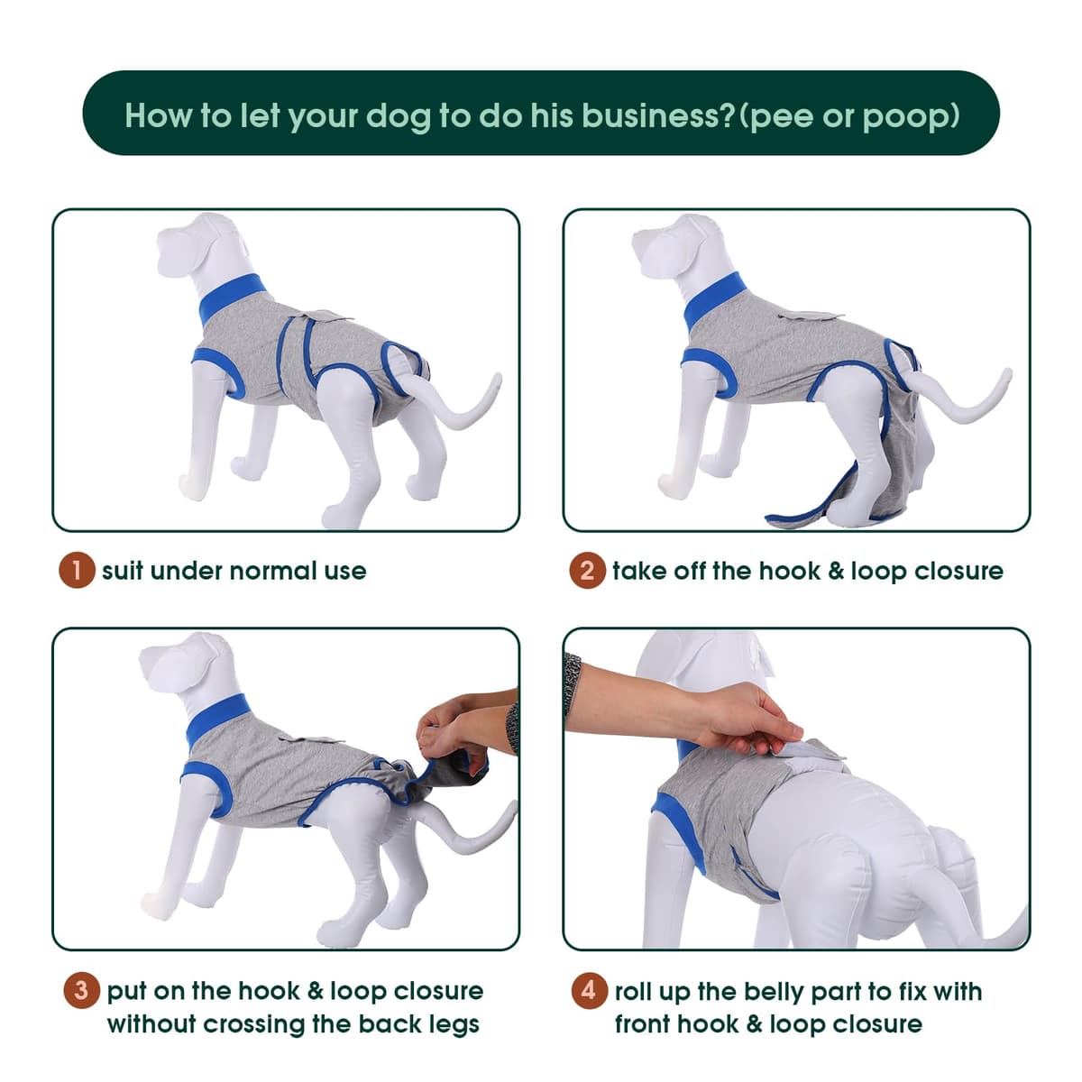 Kuoser Traje de recuperación de Perro para Hombre/Mujer, Camiseta para Cachorros después de la cirugía, Alternativa de Cuello electrónico para Mascotas pequeño, Mediano y Grande — view 4