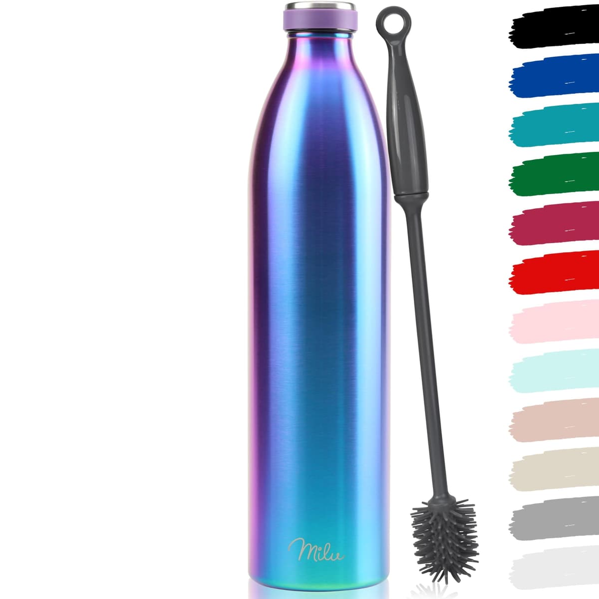 Milu Stainless Steel Drinking Bottle 1500 ml - Insulated Thermo Flask for Water - Leak Proof, Insulated and Double Walled, Carbonated (Granite Navy Blue, 1,5L) — view 9