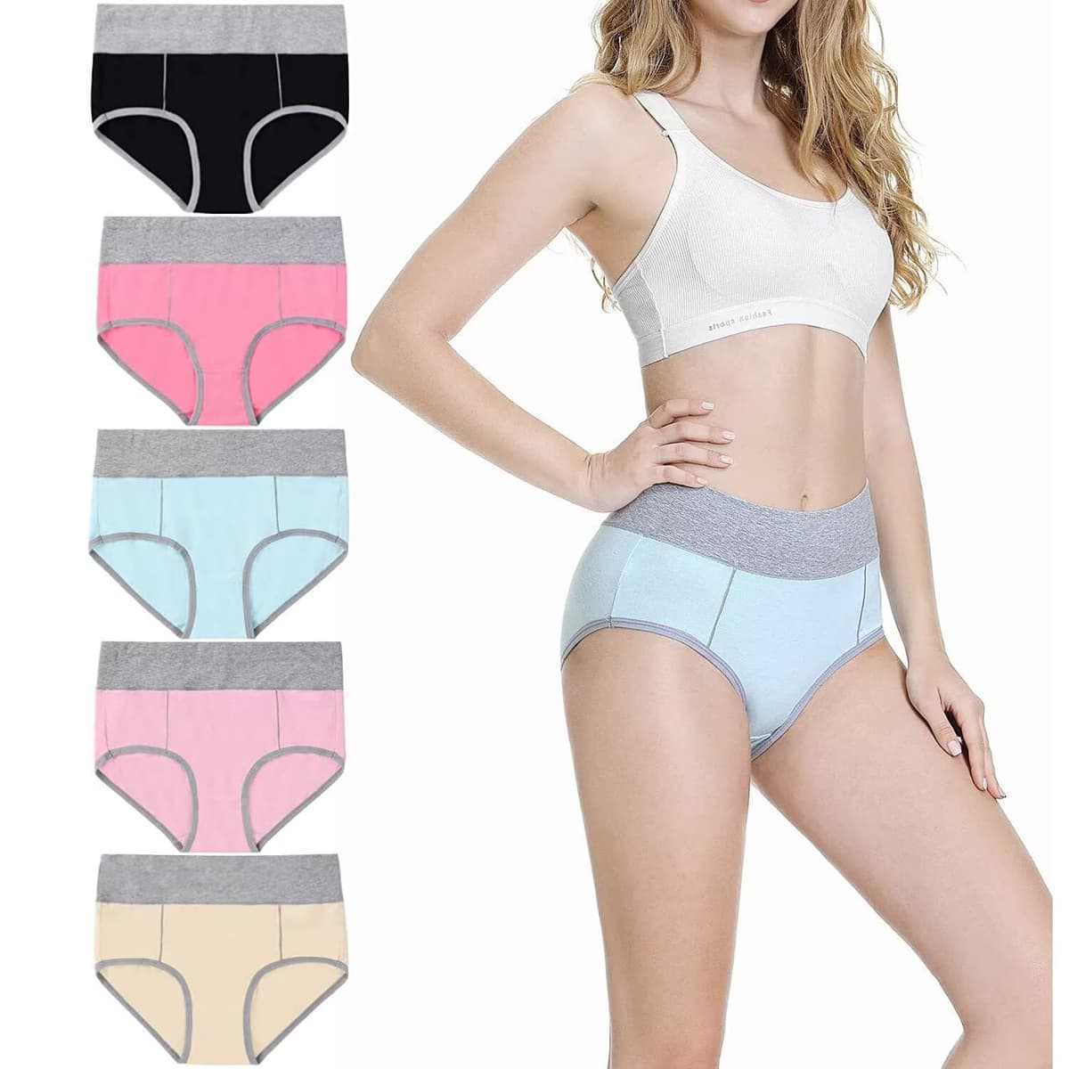Underwear Women High Waisted Knickers for Women 5 Pack Ladies Full Briefs Soft Cotton Pants No Itchy Labels — view 7