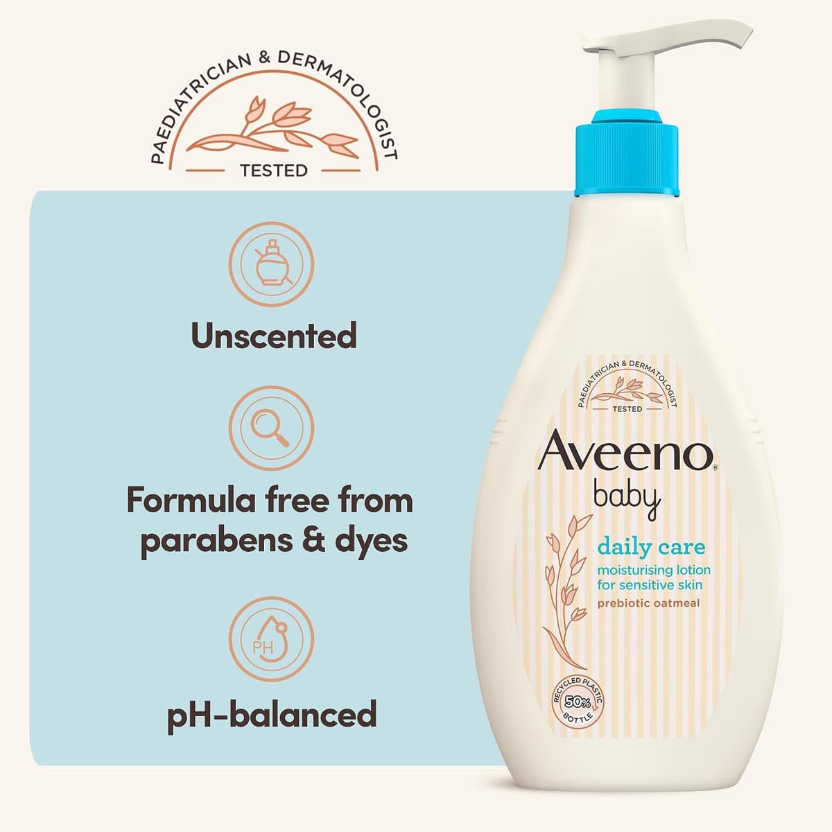 Aveeno Baby Daily Care Moisturising Lotion (1 x 250ml), Fast-Absorbing Face and Body Baby Lotion with Prebiotic Colloidal Oatmeal, Protects & Moisturises Skin For 24 Hours, For Sensitive Skin — view 5