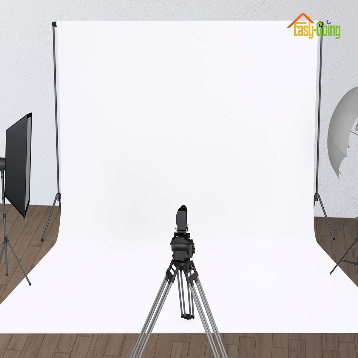 Easy-Going 5Wx7L ft White Background Muslin Backdrop, Photo Studio, Collapsible High Density Screen for Video Photography and Television — view 2