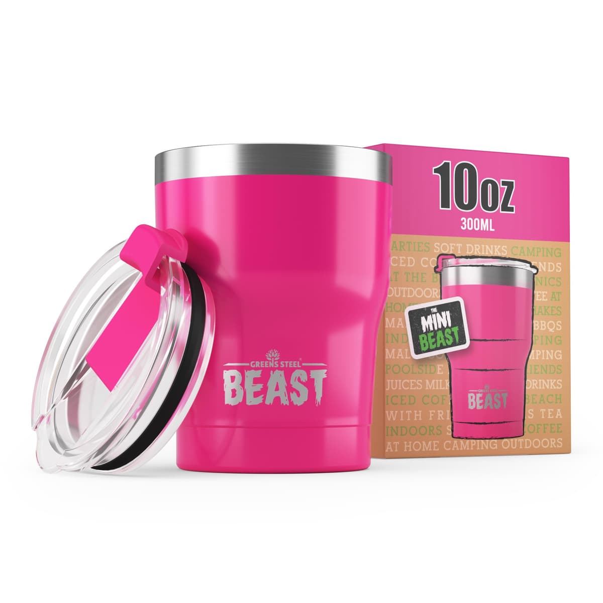 Greens Steel Beast Tumbler – 550 ml (20 oz), Coral | Vaso de acero inoxidable reutilizable con aislamiento al vacío | con 2 pajitas y cepillo de limpieza | Termo de viaje de doble pared — view 56