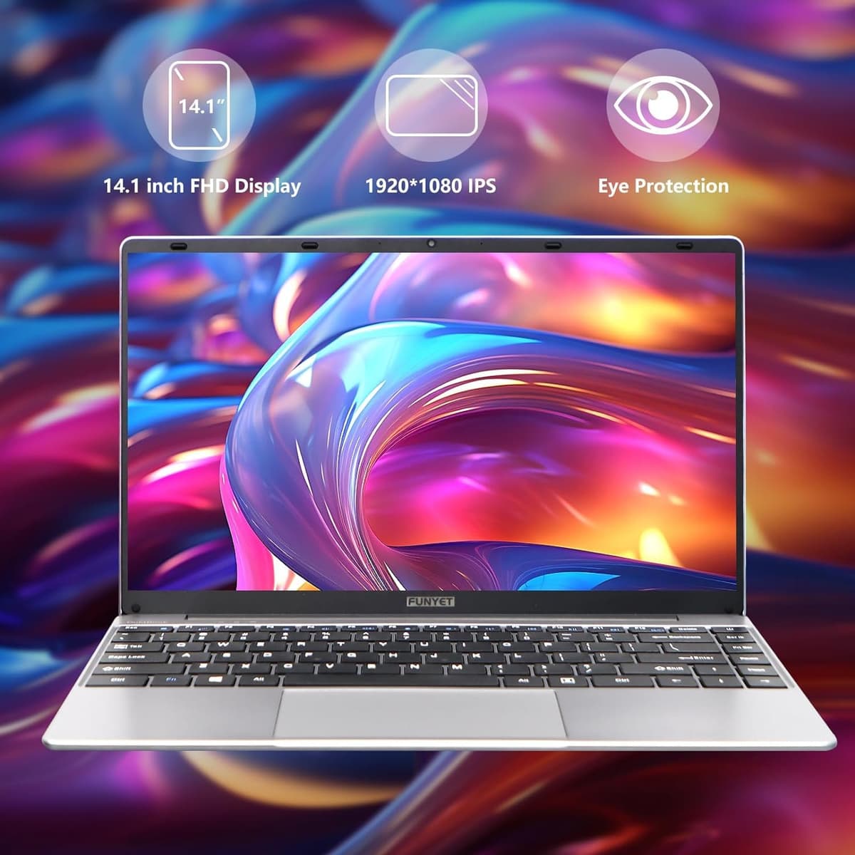 FUNYET Laptop Computer, Gaming Laptops 2026, 14 Inch Lap Top PC Windows 11 Pro, 16GB RAM 512GB SSD, Intel N5095 Processor(up to 2.9 GHz), Office 365, for Business and Students, 2-Year Warranty — view 4