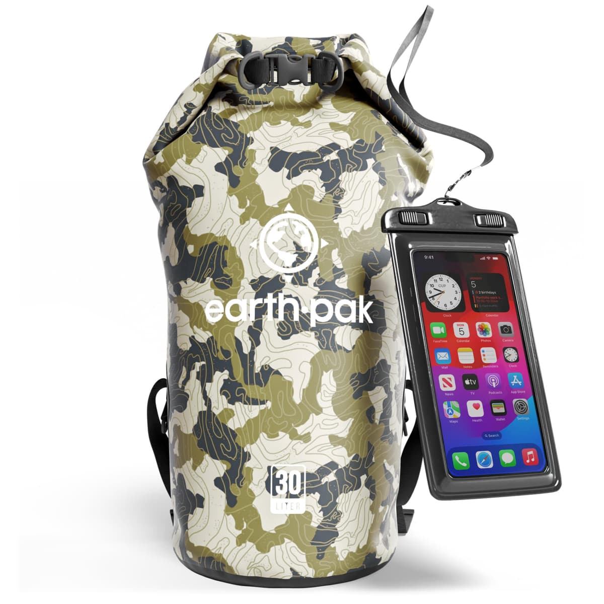 Earth Pak Waterproof Dry Bag - Roll Top Waterproof Backpack Sack Keeps Gear Dry for Kayak with Waterproof Phone Case — view 15