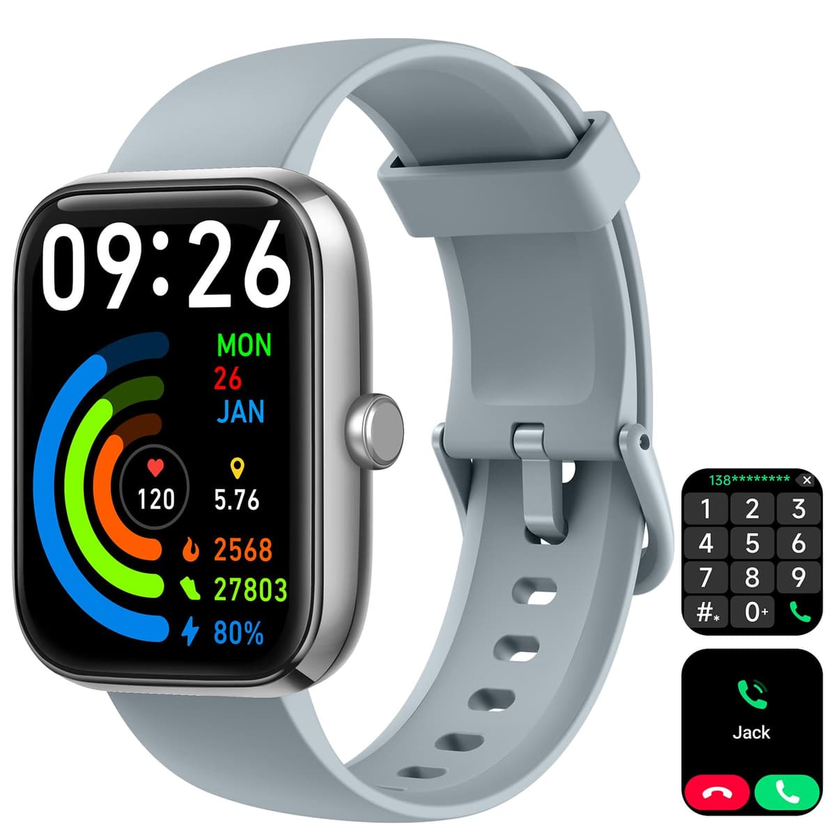 Smart Watch for Men Women with Bluetooth Call, Alexa Built-in, Heart Rate & Sleep Monitor, 1.83" DIY Dial Fitness Watch with 100+ Sport Modes, IP68 Waterproof, Compatible with Android iOS — view 3