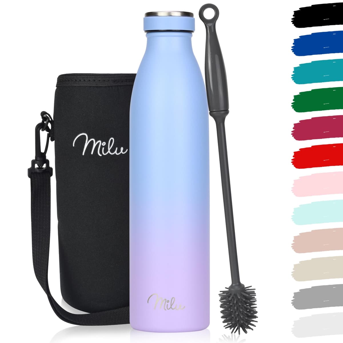 Milu Stainless Steel Drinking Bottle 1500 ml - Insulated Thermo Flask for Water - Leak Proof, Insulated and Double Walled, Carbonated (Granite Navy Blue, 1,5L) — view 8