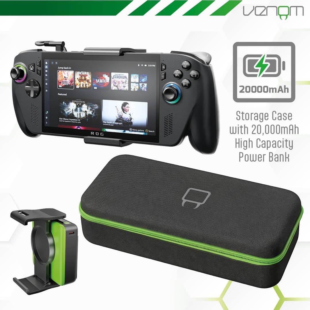 Venom Power Case for ASUS ROG Xbox Ally & Xbox Ally X with 20,000mAh Power Bank | Hard Shell Carry Case with Kickstand and Accessory Storage — view 2