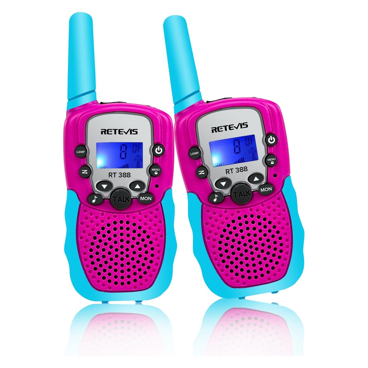 Retevis RT388 Walkie Talkie Niños PMR446 8 Canales Pantalla LCD Linterna Vox 10 Tonos de Llamada Bloqueo de Canales Talkie Walkie Juguete para Niño (Azul Oscuro, 1 Par) — view 15