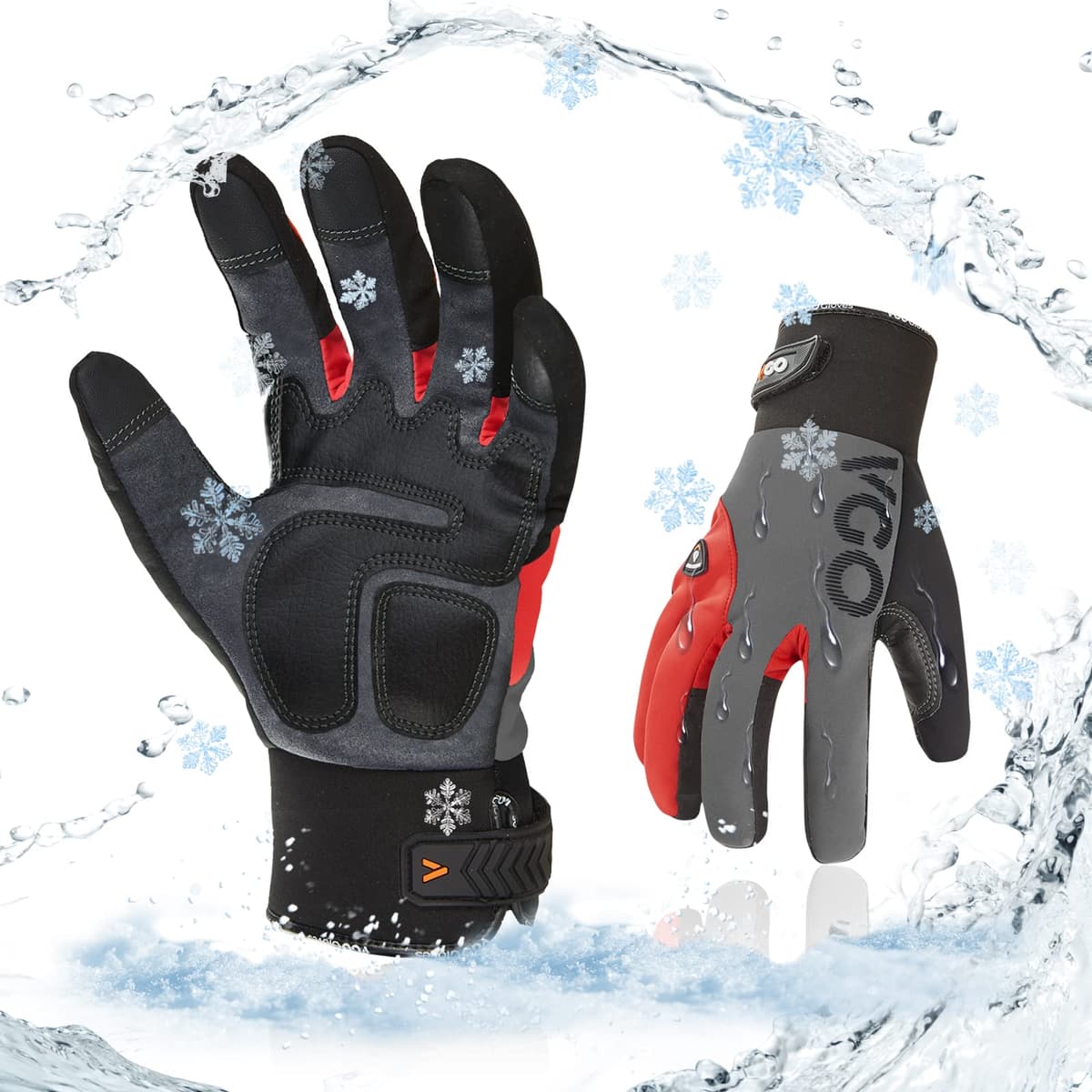 Vgo... 1-Pair -4℉ or above Thinsulate C100 Lined High Dexterity Touchscreen Synthetic Leather Winter Warm Work Gloves, Waterproof Insert (XL,Black,SL8777FW) — view 25
