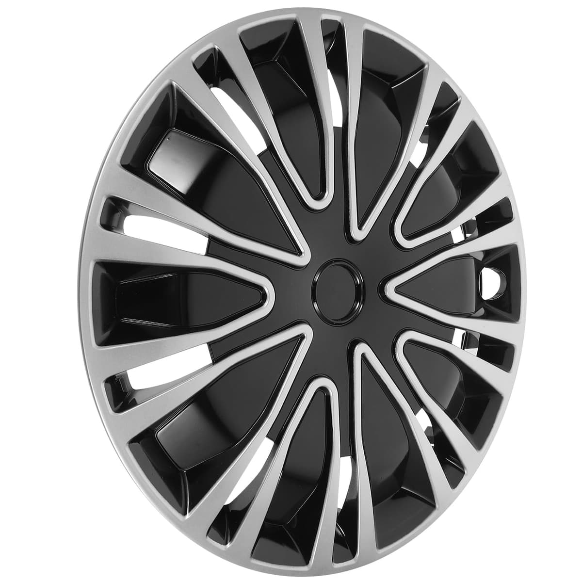 Ciieeo Tapacubos de Ruedas para Vehículo 15 Pulgadas Negro y Plateado Fabricados en Material Duradero para Protección y Estética en Coches Compactos