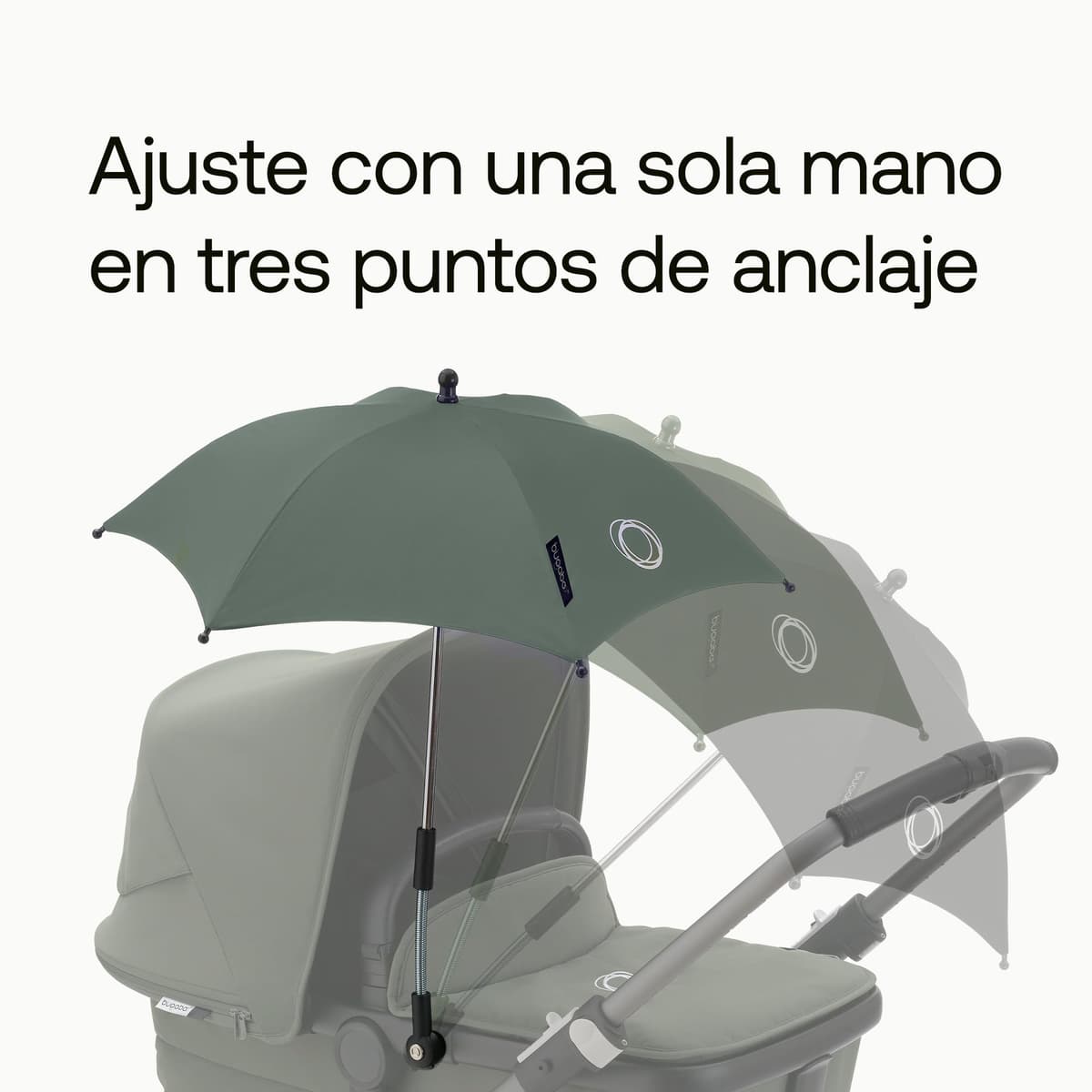 Bugaboo Sombrilla+, Compatible con todos los carritos Bugaboo, Tejido de protección solar UPF 50+ para una protección solar óptima, Conexión con un clic y mecanismo de fácil ajuste, Forest Green — view 4