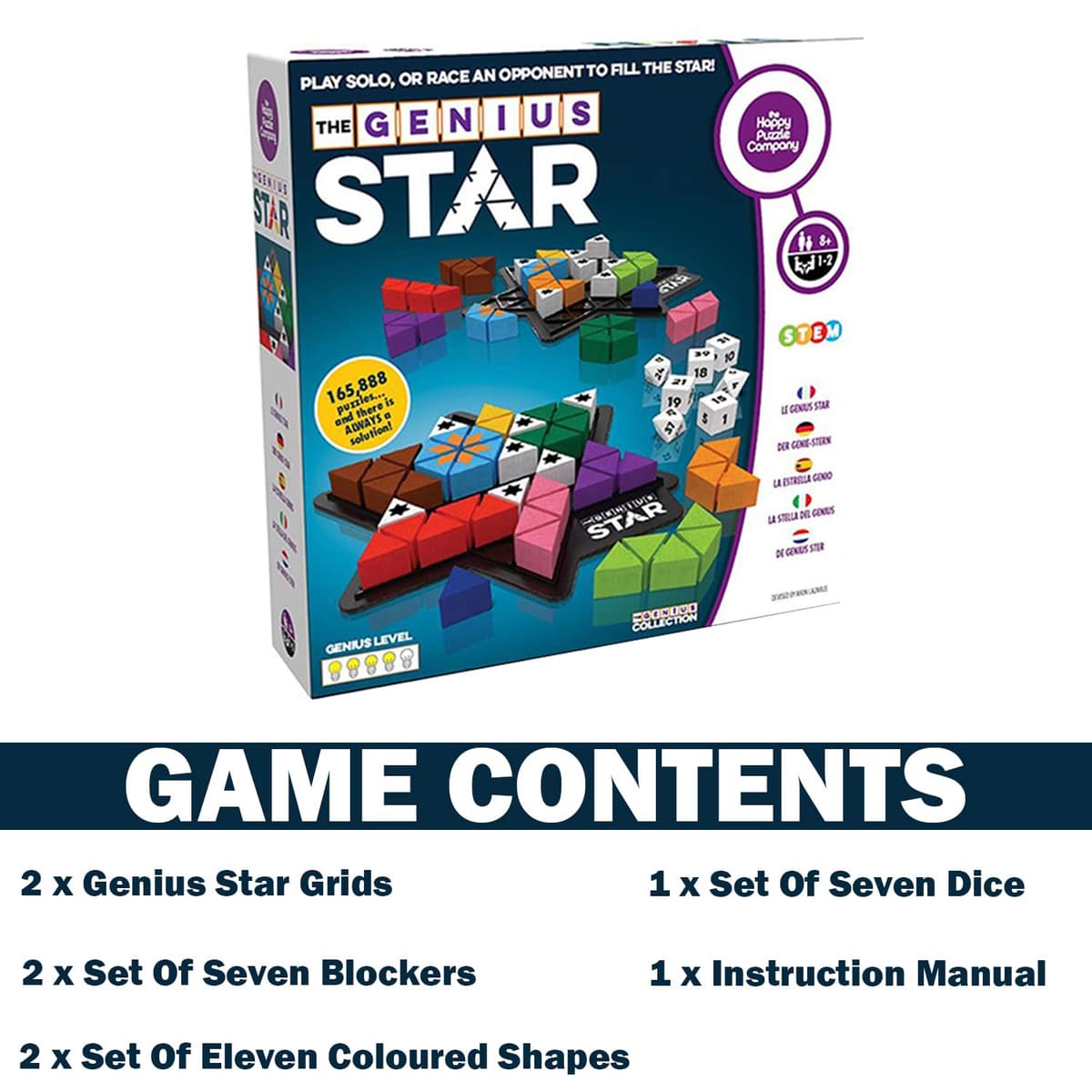 The Happy Puzzle Company The Genius Star Game - 165,000+ Puzzle Challenges for a Fun Family Board Game Night - Logic Puzzles STEM Educational Learning Resources - Smart Games for Kids & Adults Ages 8+ — view 6
