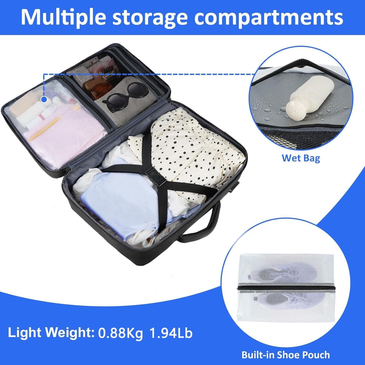 Taygeer for New Ryanair Cabin Bags 40x30x20 Underseat, Travel Backpack Cabin Size, Rucksack for Plane Hand Luggage Backpack for Travelling, Ryan Air Cabin Bag 40x30x20 with Separate Shoe Pouch, Black — view 4