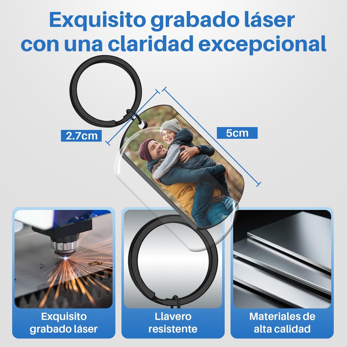 llaveros Personalizados Para el Día Del Padre, Día Del Padre Regalos, llavero Personalizado con Foto Grabada a Aoble Cara, Regalos Personalizados Para Papá — view 2