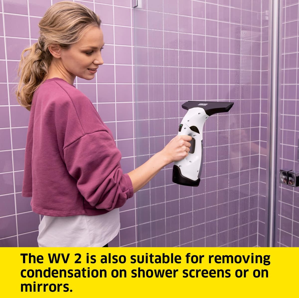 Kärcher Window Vac WV 2 Plus, Battery Running Time: 35 min, LED Display for Battery Status, Suction Nozzle: 280 mm, Spray Bottle with Microfibre Cloth, 20 ml Window Cleaner Concentrate — view 4