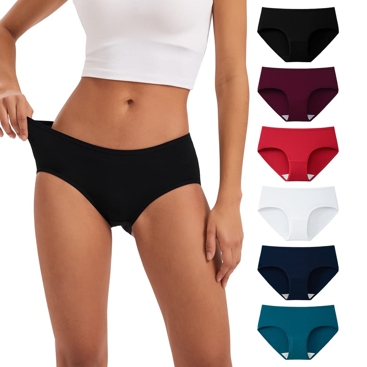 INNERSY Bragas Mujer Algodón Elástico Culotte Cintura Media Ropa Interior Cómodas y Suaves Pack de 6 — view 17