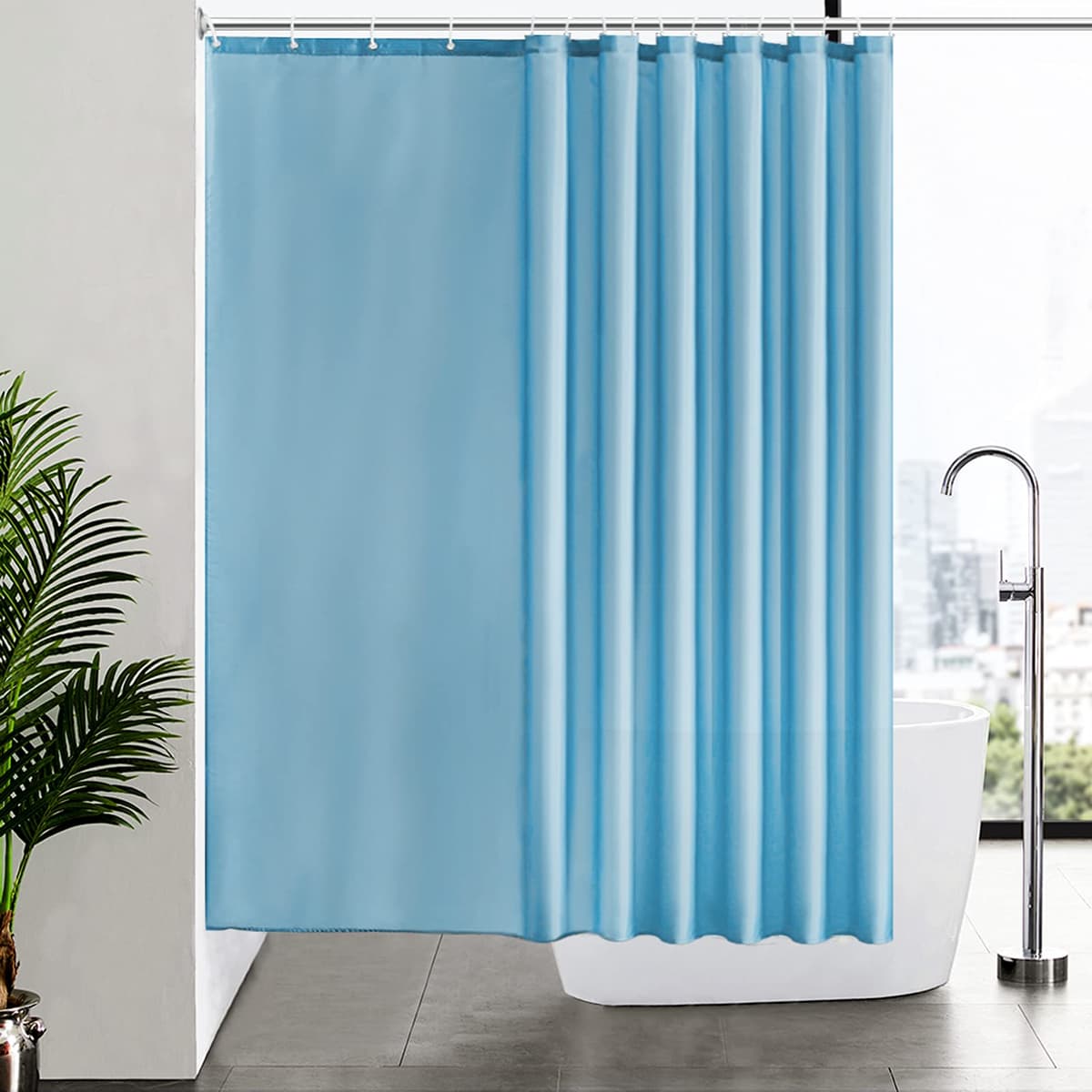 Furlinic Cortina Ducha 200x200cm Antimoho Impermeable Lavable Blanco Tela Poliéster Grandes Cortinas de Baño con 12 Aros de Cortina Ducha. — view 121