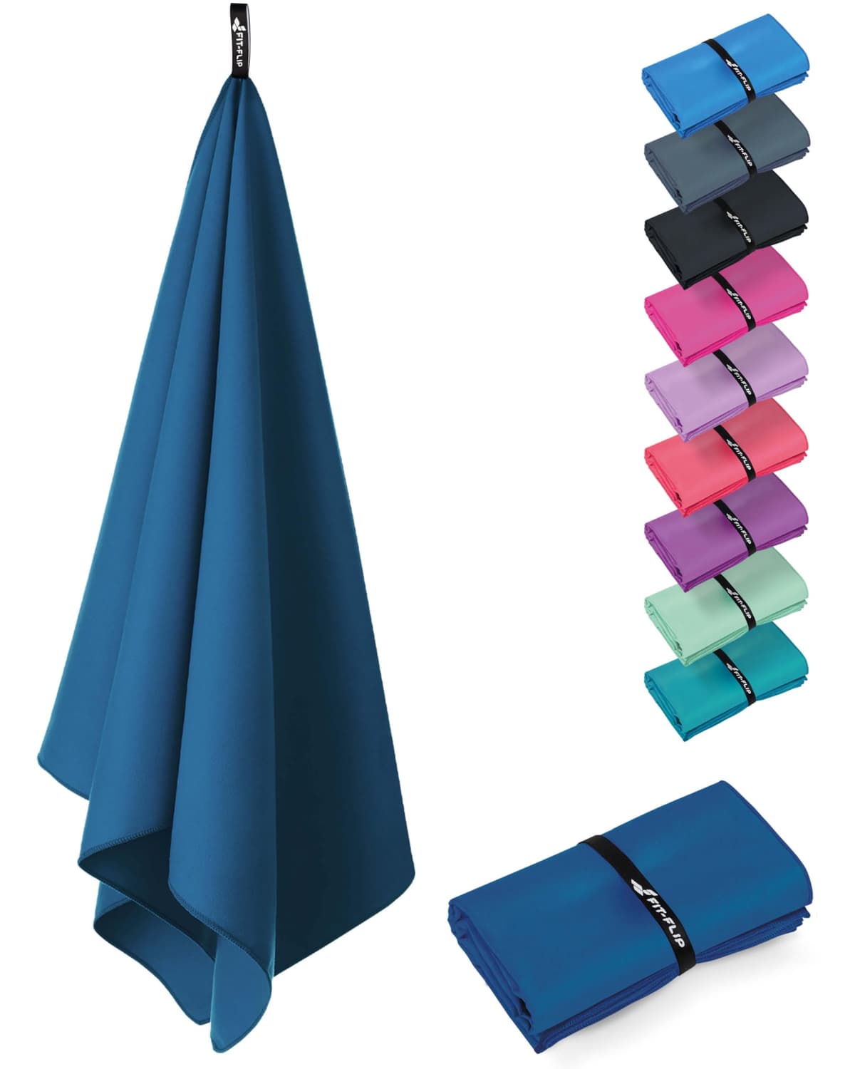 Fit-Flip Toalla Microfibra Gimnasio - compacta, Ultraligera y de Secado rápido – Toallas para Gym, Piscina, Viaje, Natacion y Playa Grande — view 14