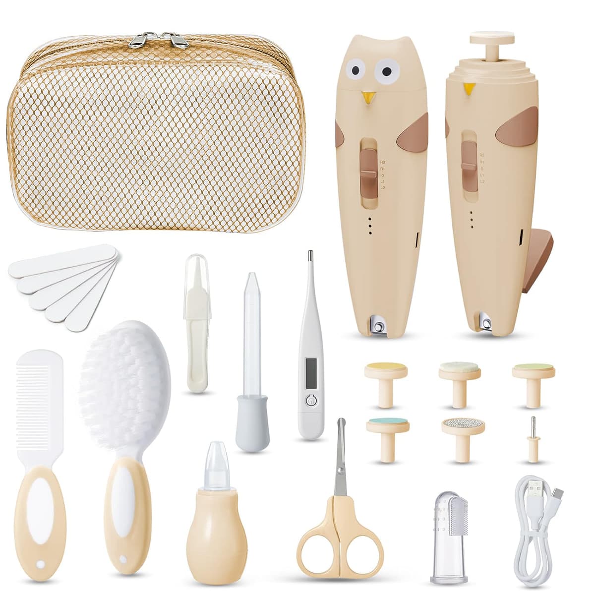Lictin Set para Cuidado del Bebé-26 en 1 recargable cortaúñas eléctrico para bebé set, Lima de uñas para bebés con iluminación automática, Portátil Kit de Aseo para Bebés, ¡gran idea de regalo — view 10