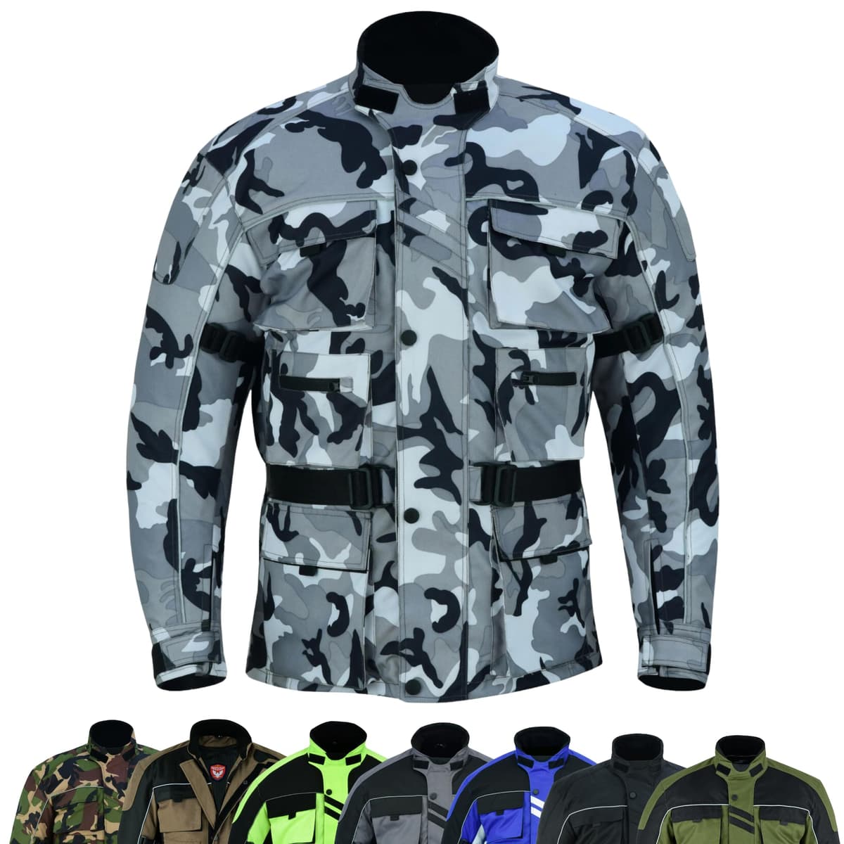 6 Pockets Mens Motorcycle Jacket, Textile Racing Motorbike Jacket, Hi-Vis Biker CE Protective Armored Jackets Mens Waterproof & Mesh Lining Breathable — view 10