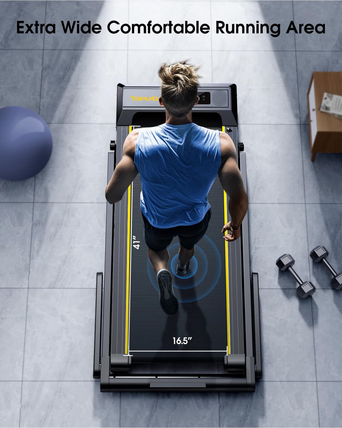 Walking Pad Treadmill with 12% Incline and Handle Bar, 4 in 1 Folding Treadmill for Home/Office, Under Desk Treadmills Portable Walking Pad with App & Bluetooth Speaker, 0.6-10MPH — view 7