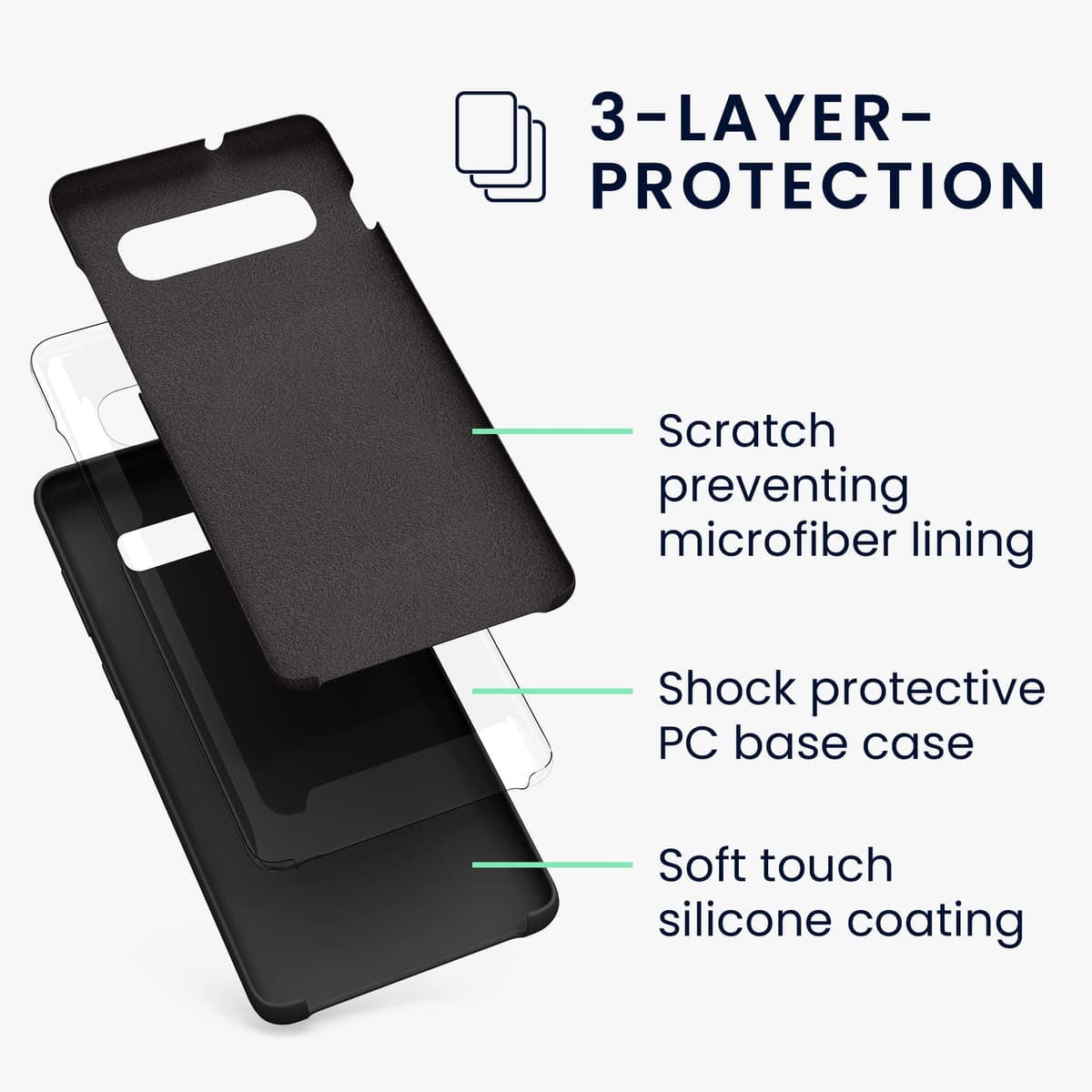 kwmobile Case for Samsung Galaxy S10 Plus / S10+ Case - Soft Cover - Shockproof Silicone - Wireless Charging Black Matte — view 2