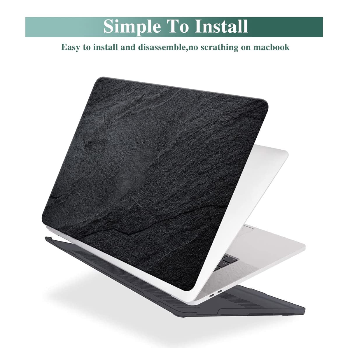 for MacBook Air 13.6 inch Case 2022 2023 2024 2025 Release M4 A3240 M3 A3113 M2 A2681 with Touch ID, Plastic Laptop Hard Shell Case & Keyboard Cover for M4 M3 M2 MacBook Air 13.6,Black Marble — view 3