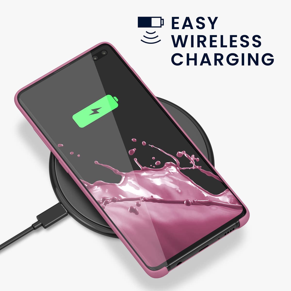 kwmobile Case for Samsung Galaxy S10 Plus / S10+ Case - Soft Cover - Shockproof Silicone - Wireless Charging Dark Rose — view 5