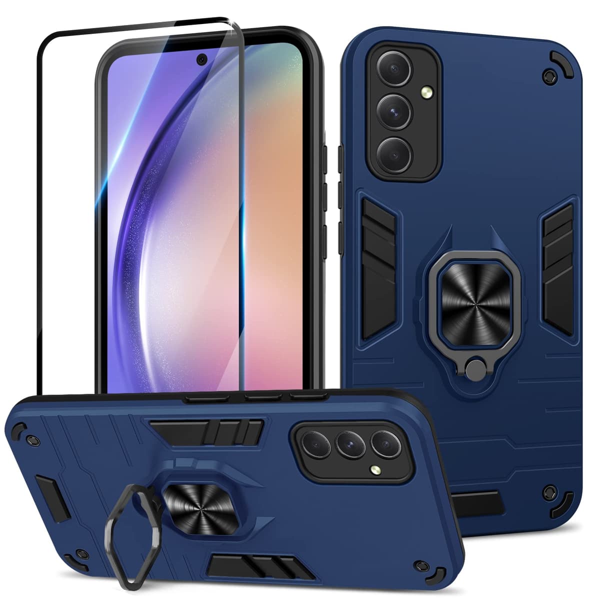 Funda para CMF Phone 2 Pro, Carcasa Antigolpes con Soporte anular metálico, Case Protectora de Grado Militar, Negro — view 1531
