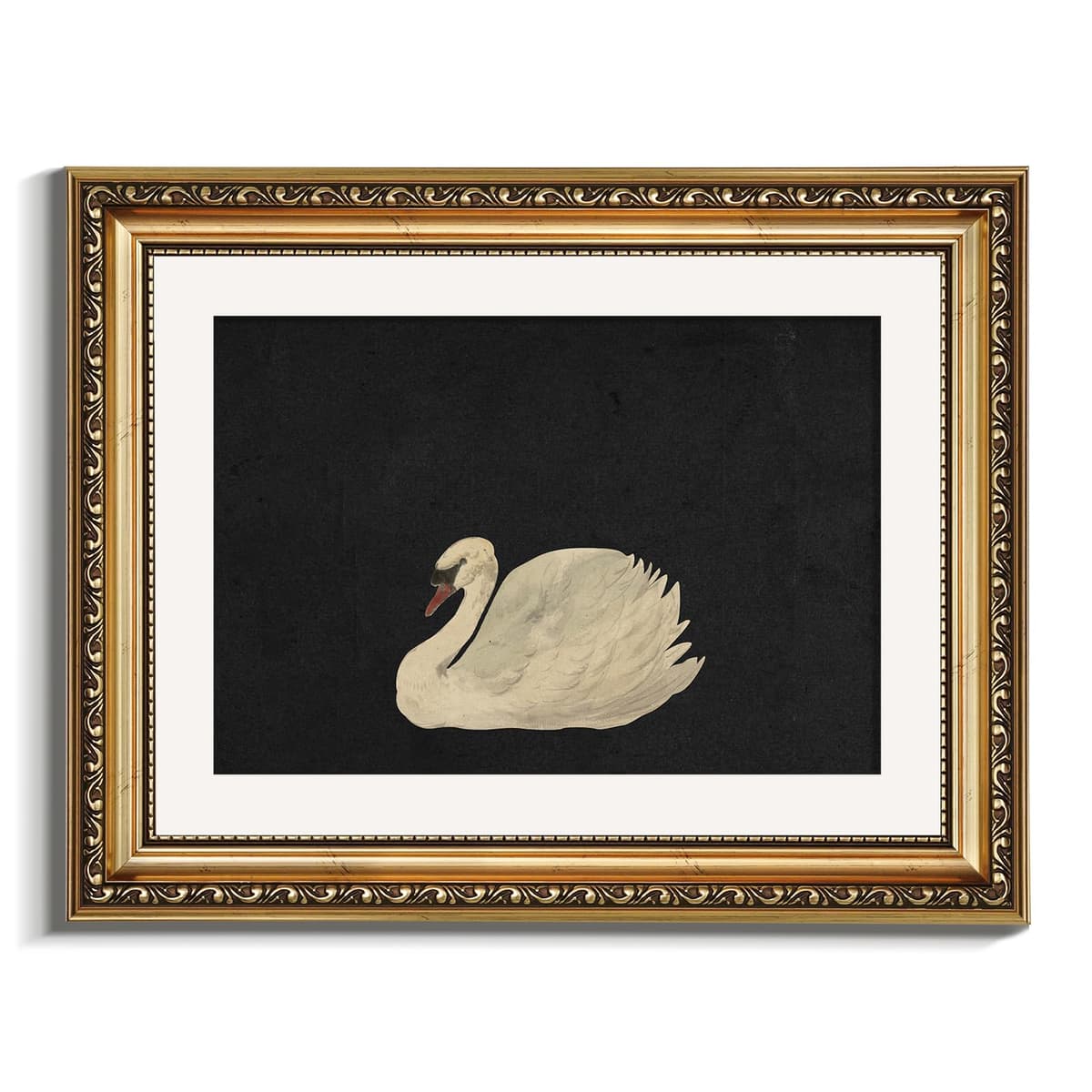VIYYIEA Gold Framed Wall Art Canvas Print Home Decor Vintage Swan Decoration Grace Swan Art Painting Pictures Rustic Bathroom Wall Decor Animal Farmhouse Artwork for Living Room Bedroom Office 11x14in