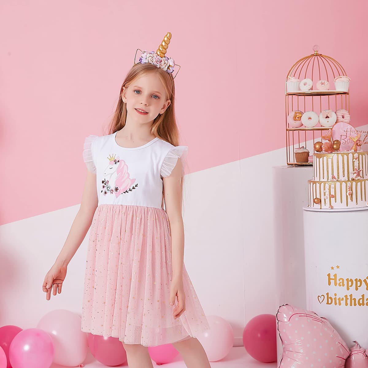 VIKITA Girls Dresses Princess Dress Flower Tulle Birthday Party Dress Girls Clothing 2-8 Years — view 2
