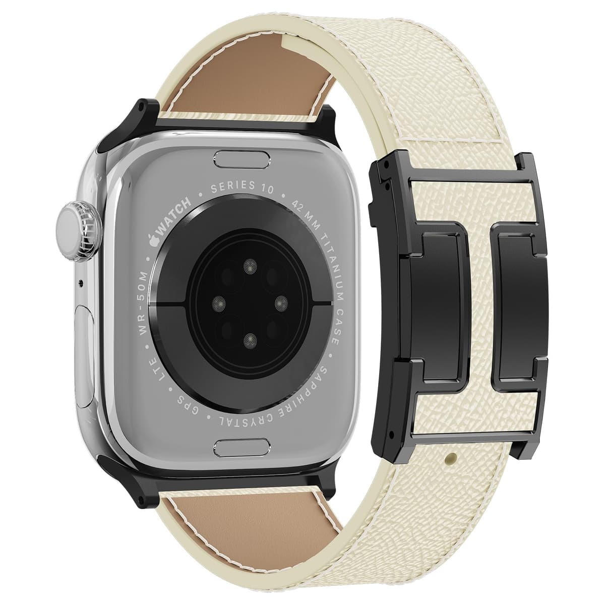 Leather Watch Band with Magnetic Buckle,Dressy Apple Watch Ultra Leather Band Rugged Durable Replacement Strap for Men & Women — view 20