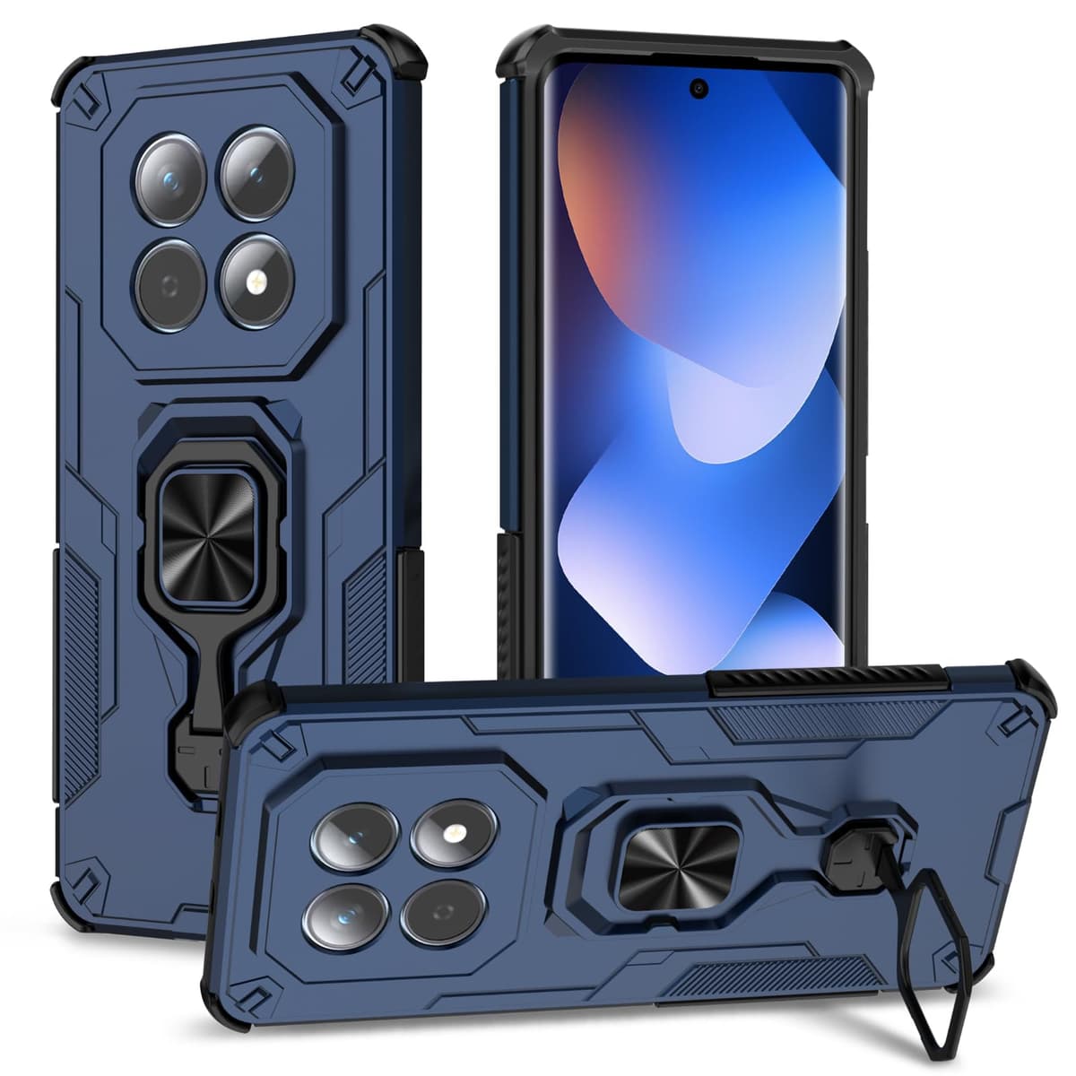 Funda para CMF Phone 2 Pro, Carcasa Antigolpes con Soporte anular metálico, Case Protectora de Grado Militar, Negro — view 718