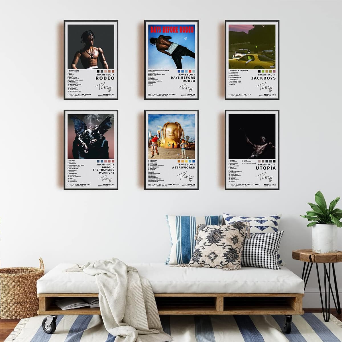 omle Travis Scott Signed Limited Poster Set of 6 - Album Cover Prints Canvas Wall Art for Room Aesthetic - Music Classroom Bedroom Wall Decor - Unframed 8x12 inch — view 4