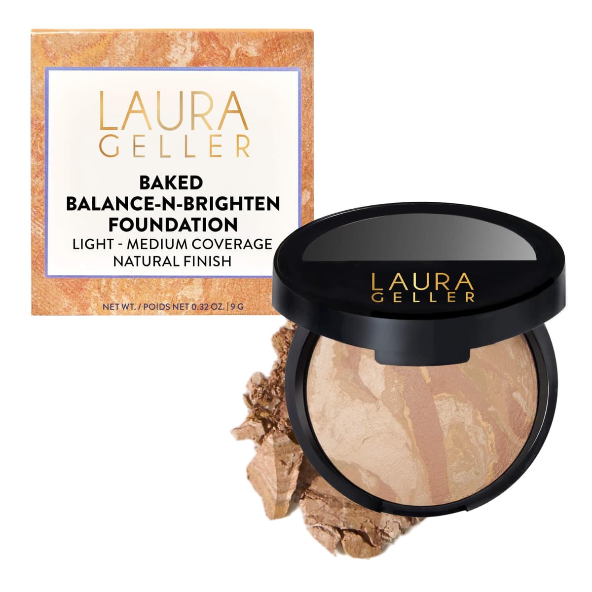 LAURA GELLER Baked Balance-n-Brighten Colour Correcting Powder Foundation (Medium) Buildable Light to Medium Coverage Baked Foundation, Demi-Matte Finish — view 12