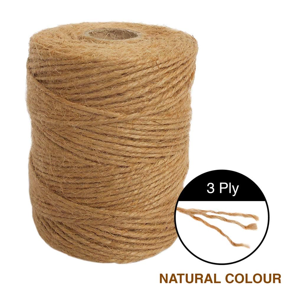 ANSIO Natural Jute Twine, 101 m / 333 ft – 2 mm 3-ply Rustic Brown Garden Twine String for Crafts, Floristry, Gift Wrapping & Plant Tying - Pack of 1 — view 2
