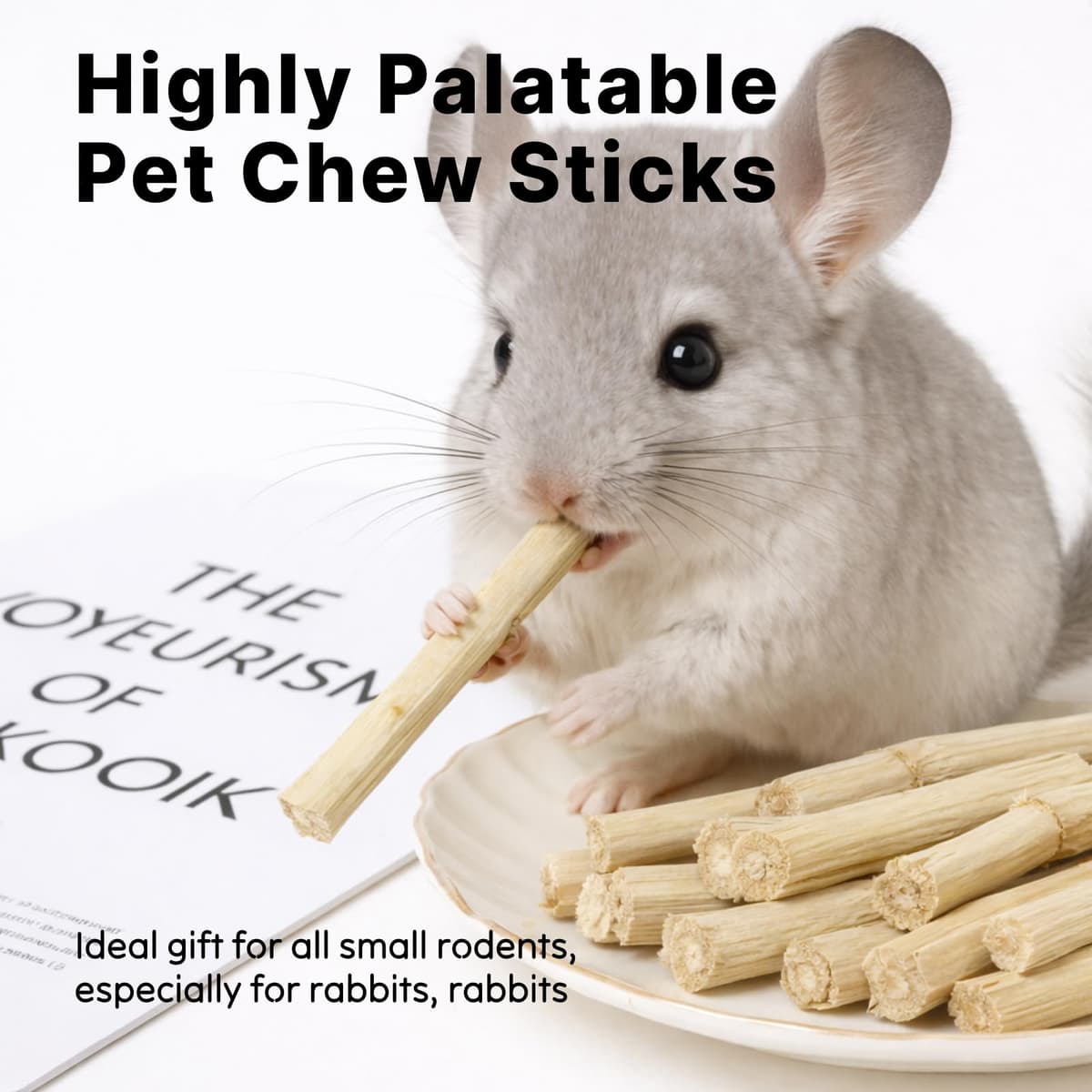 120g Barritas De Bambú Natural para Conejos, palitos Bambu para Conejos, Hámsters, Cobayas Y Chinchillas (Barritas De Bambú Natural 120g) — view 4