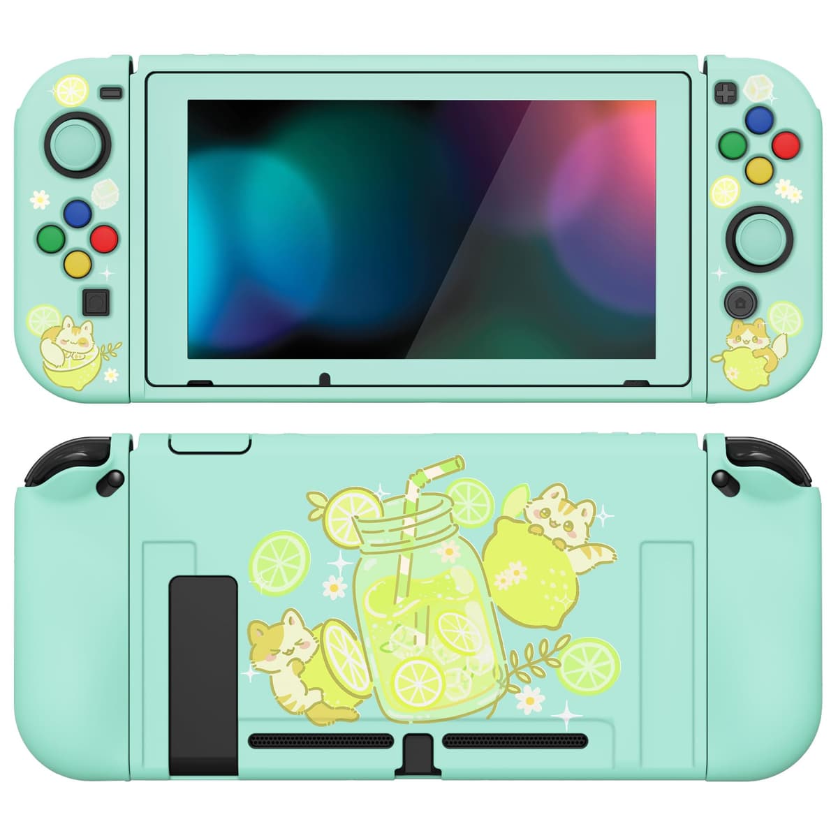 playvital ZealProtect Soft Protective Case for Nintendo Switch, Flexible Cover Protector for Switch with Screen Protector & Thumb Grip Caps & ABXY Direction Button Caps - Cherry Bunny & Cherry Bear — view 55