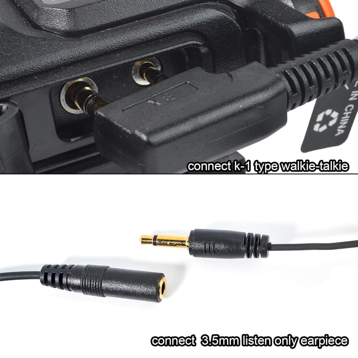Cable adaptador universal de audio de radio de 2 vías de 3,5 hembra a 2 pines con PTT compatible con Baofeng UV-5R UV-5RA UV-82 Kenwood TH-22AT Quansheng K5 K6 TK-11 — view 3