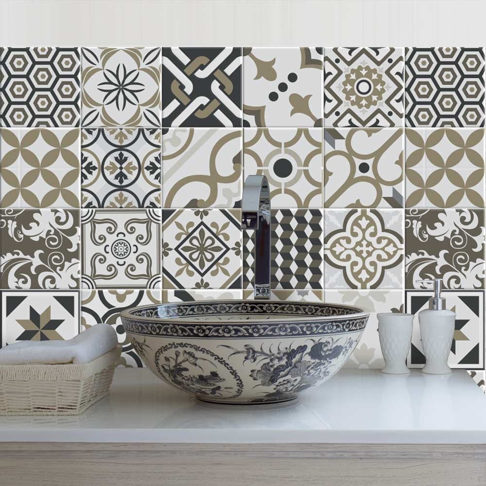 RE-COVERTILES - Pegatinas Azulejos Cocina y Baño Stickers de PVC Impermeables Antiarañazos Decoración de Pared Baldosas Peel and Stick - Modelo 24 Pzas 10x10 cm PS00179 Made in Italy — view 40