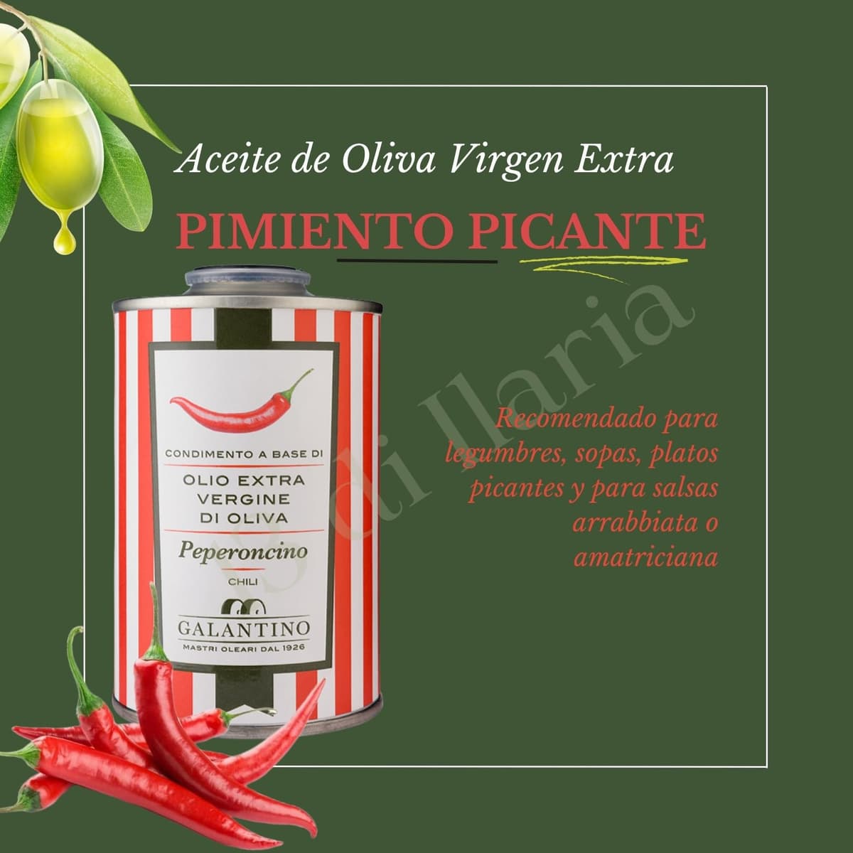 Aceite de Oliva Virgen Extra con Chile 250 ml | Lata Gourmet, Italiano Artesanal, Prensado en Frío | Sabor Fresco y Natural — view 2