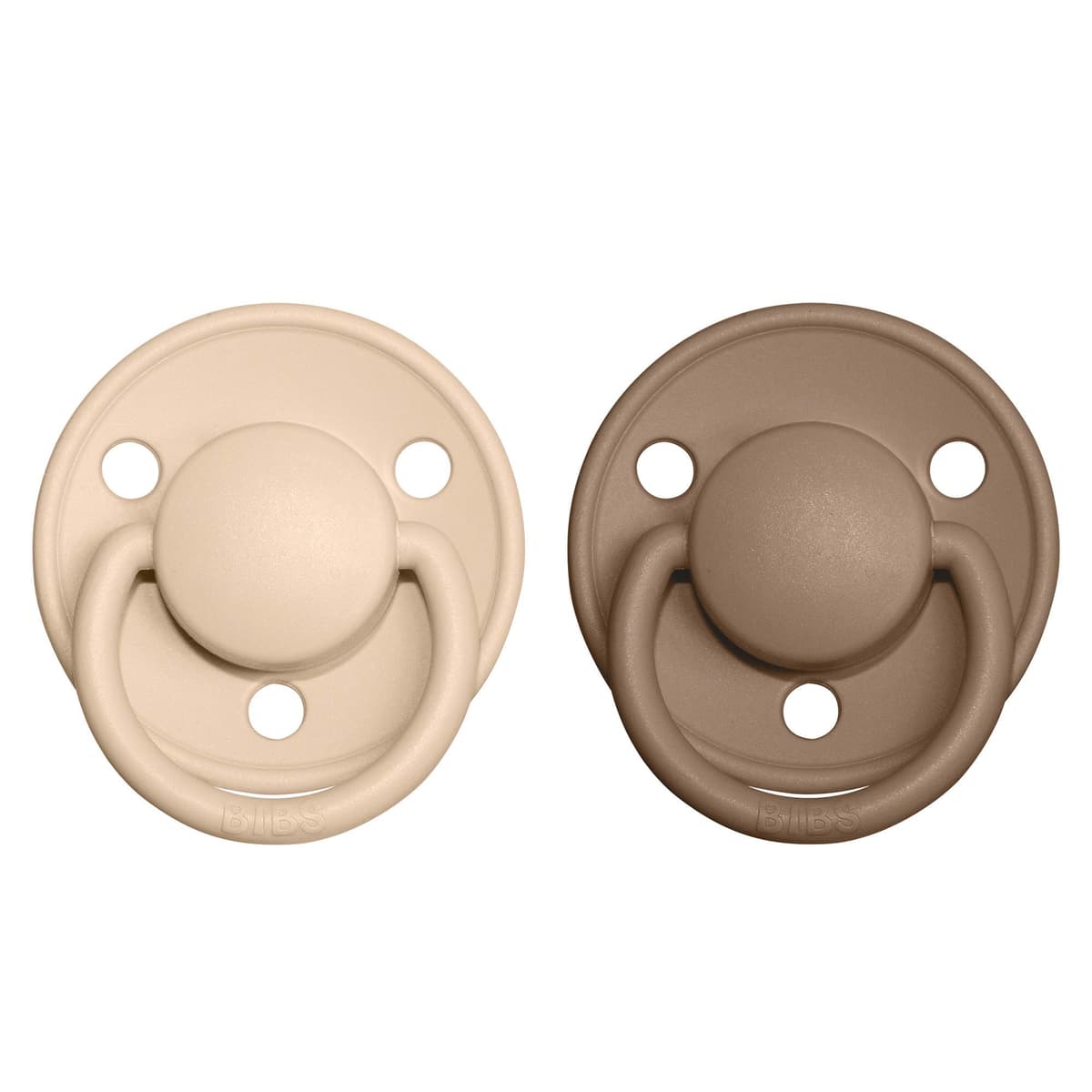 BIBS De Lux Dummies 2-Pack, BPA Free Dummy Pacifier, Round Nipple. Natural Rubber Latex, Size 1 (0-6 Months), Vanilla/Dark Oak — view 2