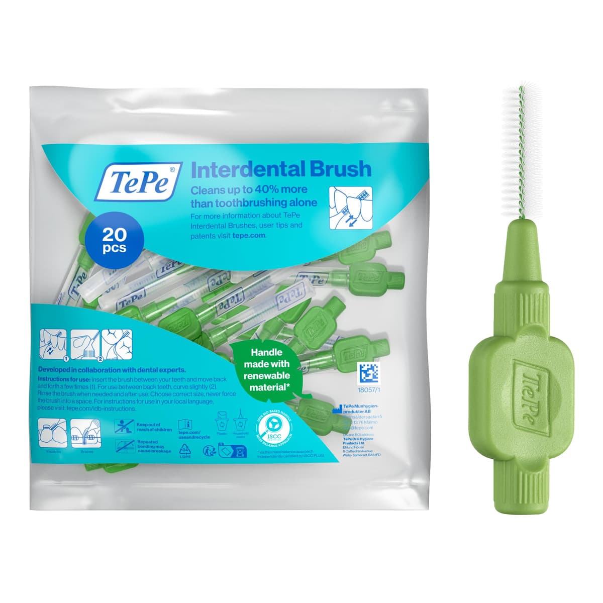 TePe Interdental Brush, Original, Yellow, 0.7mm/ISO 4, 8pcs, efficient Cleaning Between Teeth, Plaque Remover and Dental flosser for Small Gaps — view 33