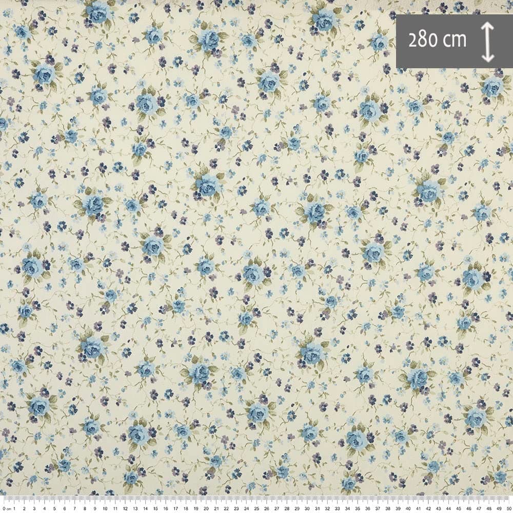 Kt KILOtela - Tela Loneta Estampada, Decoración, Tapizar, Cojines, Cortinas, Colchas, Bolsos, Manteles, Manualidades, 100 cm Largo x 280 cm Ancho, Flores, Azul - 1 Metro — view 3
