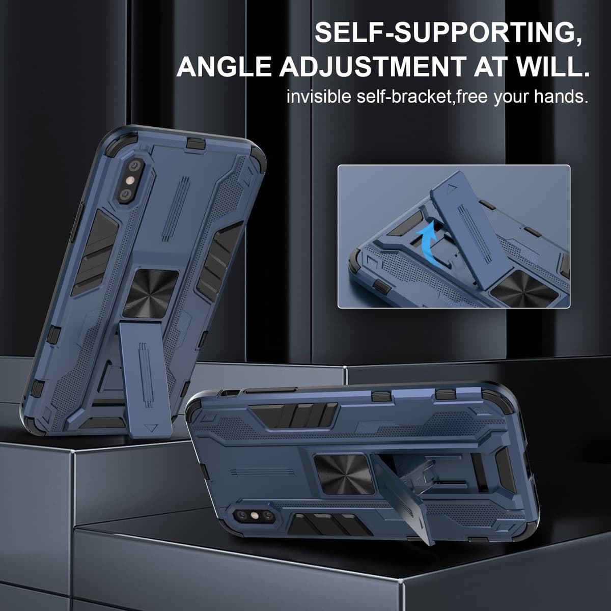 Funda para CMF Phone 2 Pro, Carcasa Antigolpes con Soporte anular metálico, Case Protectora de Grado Militar, Negro — view 900