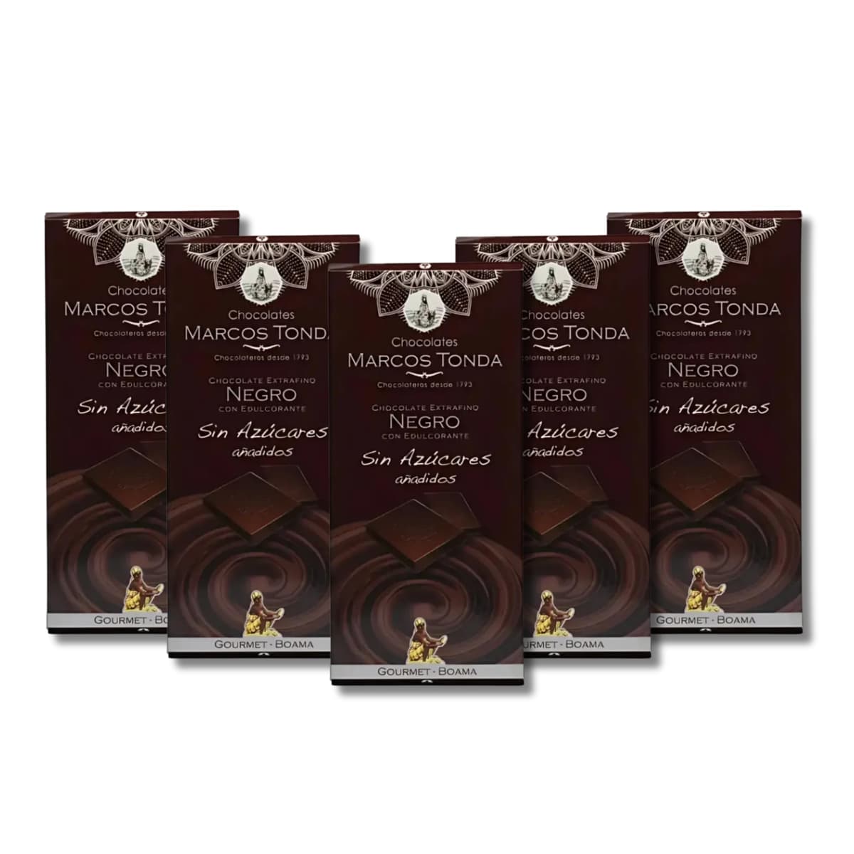 Chocolates Marcos Tonda – Chocolate Negro Sin Azucar Gourmet X5 | Chocolate Sin Azucar Añadido 125g X5 | Chocolates Originales Para Regalar | Desde 1793