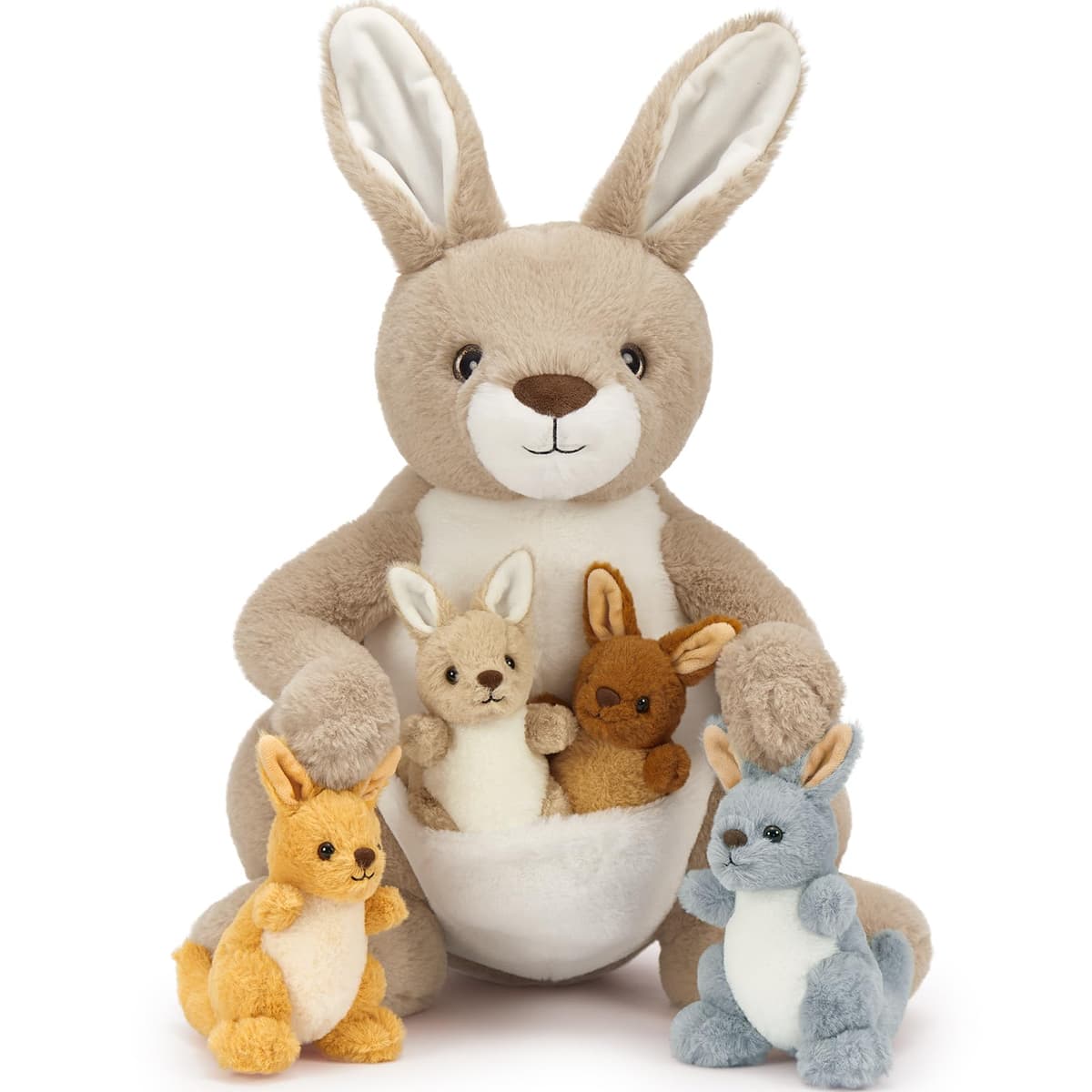 MorisMos Kangaroo Teddy with Babies inside, Lifelike Cuddly Kangaroos Stuffed Animal Plush Soft Toys, Kawaii Presents for Kids Girls Boys Birthday Party Decoration (52 cm) — view 5