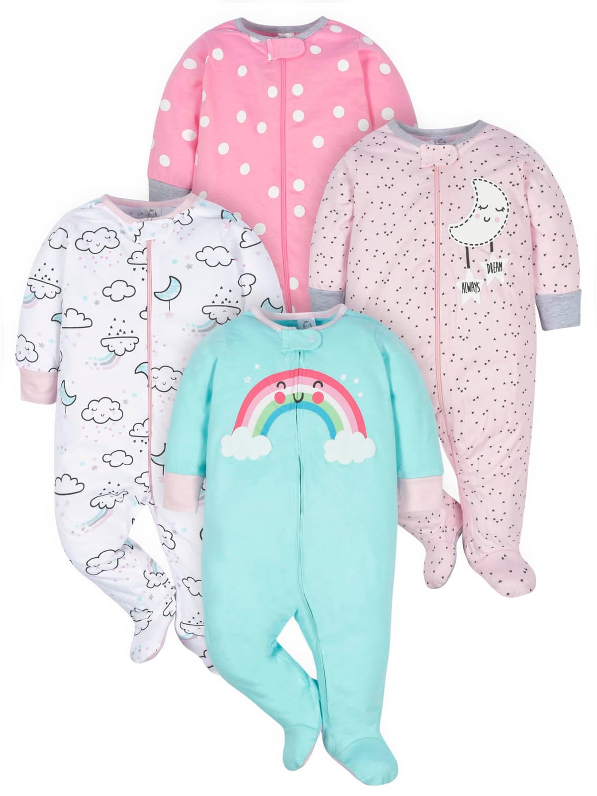 Gerber Baby Girls 4 Pack Sleep 'N Play Footie Baby and Toddler Sleepers — view 26