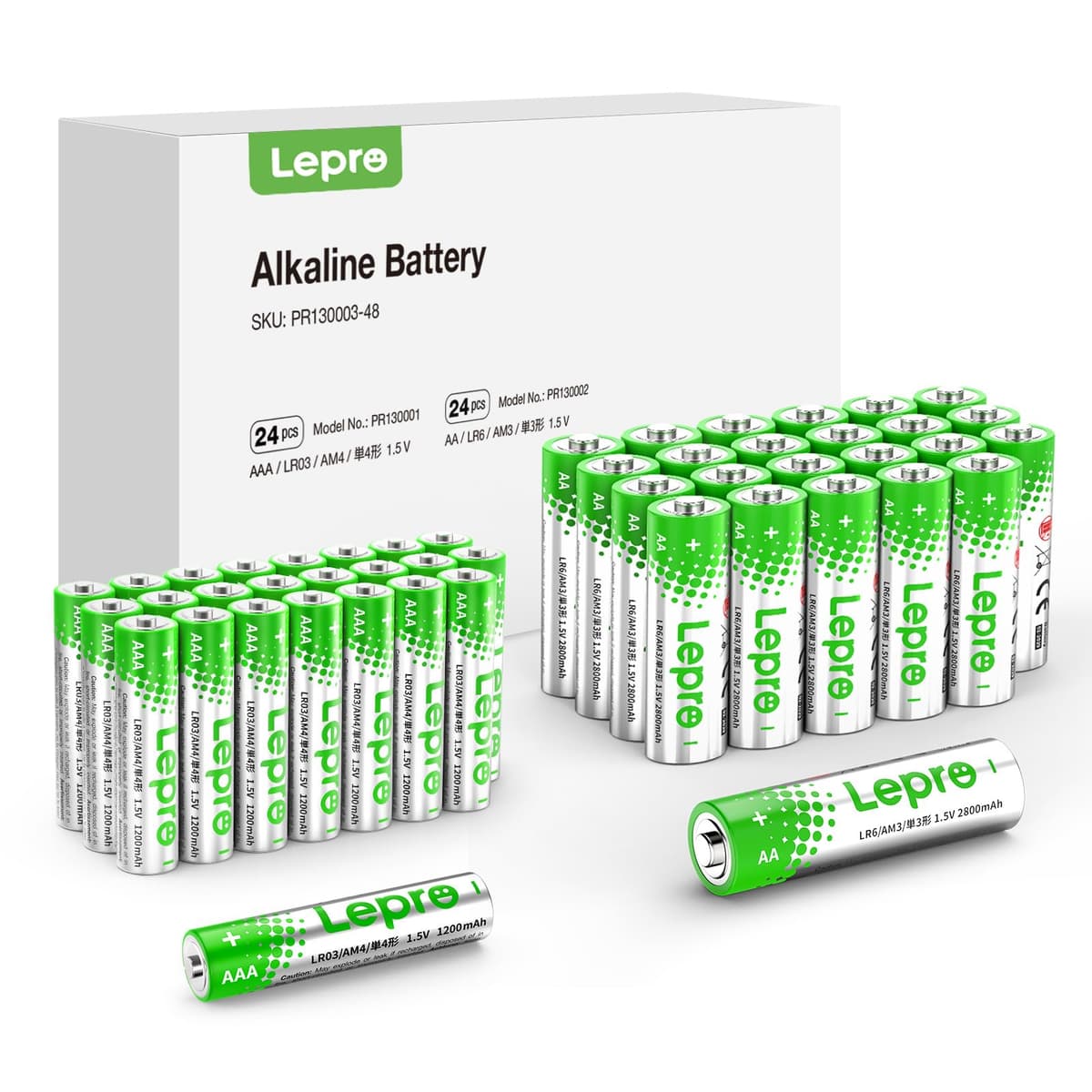 Lepro AAA Alkaline Batteries 24 Pack, 1200mAh Triple A Battery with Anti-Leakage Technology, High Capacity, Long Lasting Power, 1.5 Volt LR03 MN2400 AAA Battery Pack for Clocks Remotes Mouse Torch — view 13